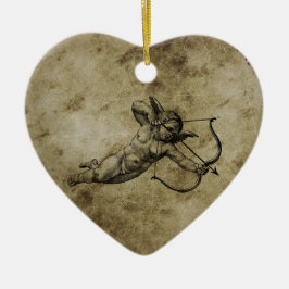 Vintage Cherub Cupid Kärlek Julgransprydnad Keramik