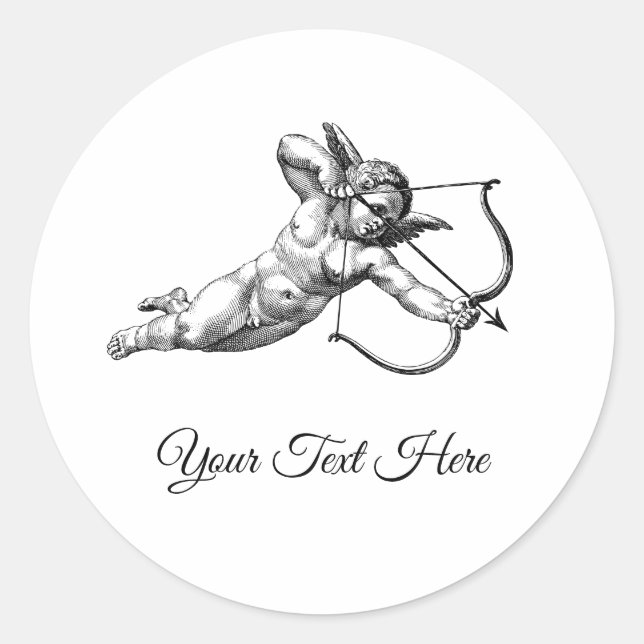 Vintage Cherub Cupid Kärlek Sticker Etikett (Framsida)