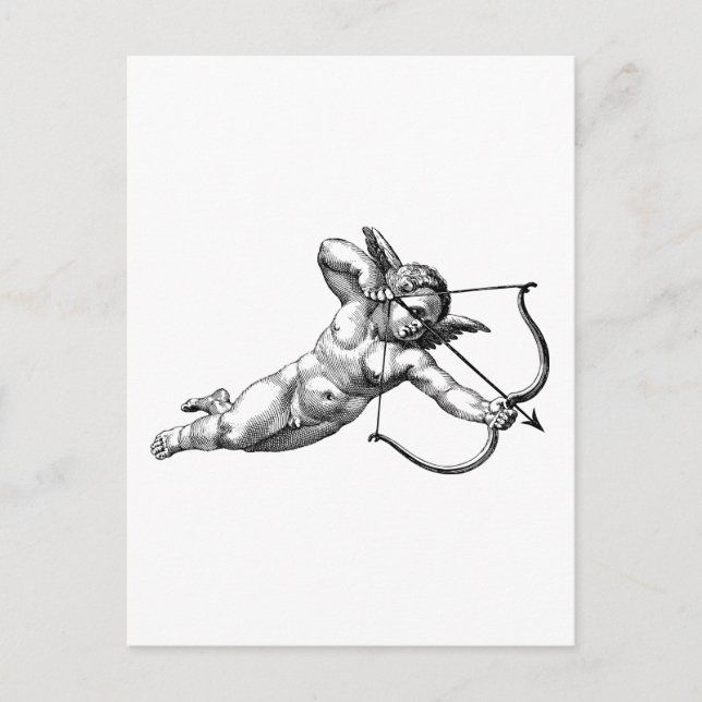 Vintage Cherub Cupid Kärlek vykort (Framsida)