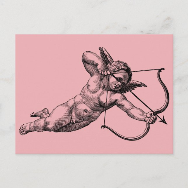 Vintage Cherub Cupid Kärlek vykort (Framsida)
