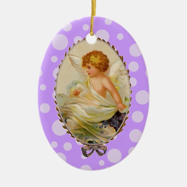 Vintage Cherub Julgransprydnad Keramik (Framsidan)