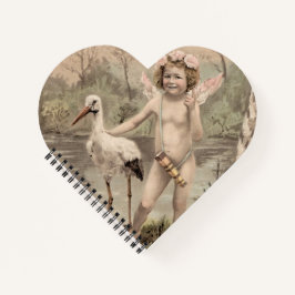 Vintage Cherub med Stork efter Sjö