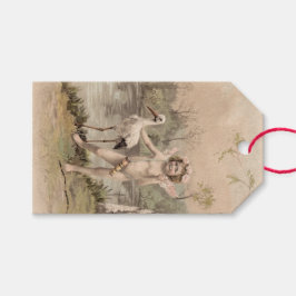 Vintage Cherub med Stork efter Sjö Presentetikett