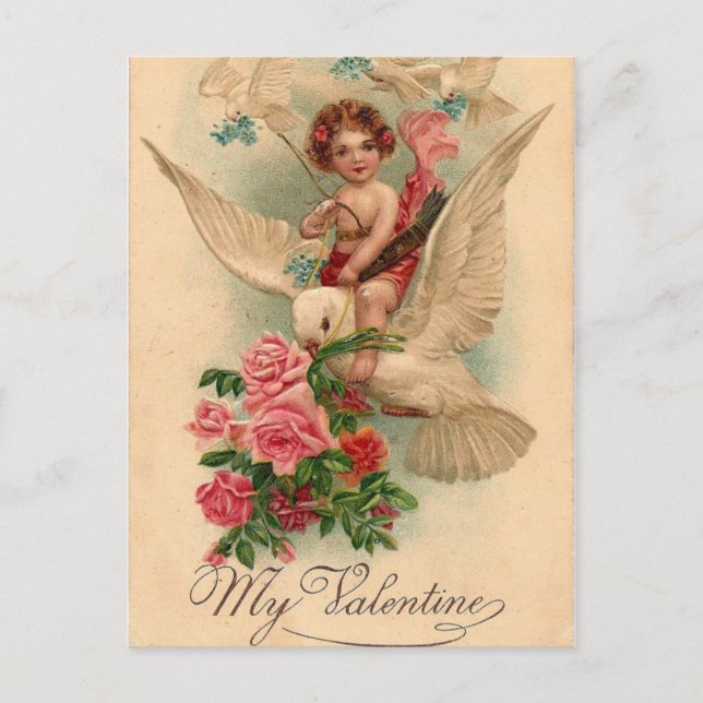 Vintage Cherub My Valentine Helg Vykort (Framsida)