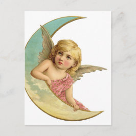 Vintage Cherub och Cresent Måne Vykort