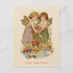Vintage cherub valentine vycard + anpassningsbar t helg vykort