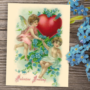 Vintage Cherubs Valentine Postcard Helg Vykort