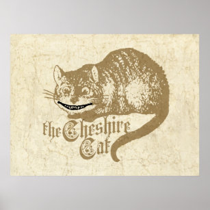 Vintage Cheshire Cat Illustration Poster