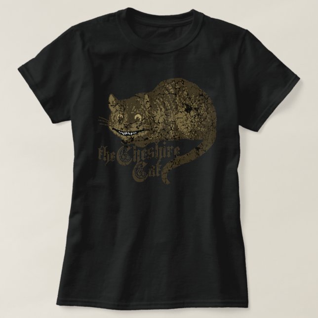 Vintage Cheshire Cat Illustration Tee Shirt (Design framsida)