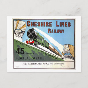 Vintage Cheshire Lines Railway-resposter Vykort