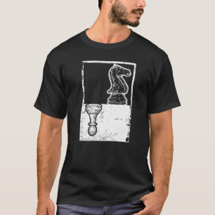 Vintage Chess Chessboxing Pawn och Knight Shadow T Shirt