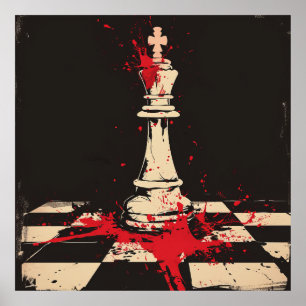 Vintage Chess Kung Illustration Poster