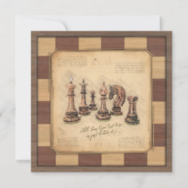 Vintage Chessboard & Chess Delar, Player Gift Julkort