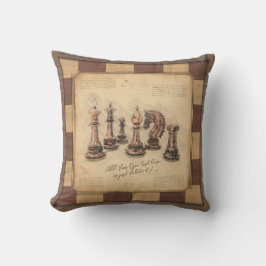 Vintage Chessboard & Chess Delar, Player Gift Kudde