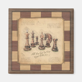 Vintage Chessboard & Chess Delar, Player Gift Magnet