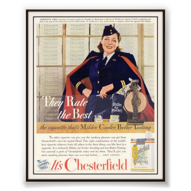Vintage Chesterfield Cigarette Advertising 1942 Fototryck (Framsidan)