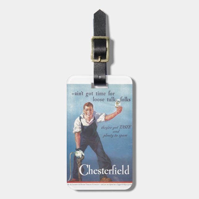Vintage Chesterfield Cigarettes Advertisement Bagagebricka (Vertikal Framsida)