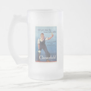 Vintage Chesterfield Cigarettes Advertisement Frostat Ölglas