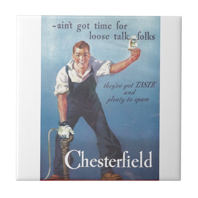 Vintage Chesterfield Cigarettes Advertisement Kakelplatta (Framsidan)
