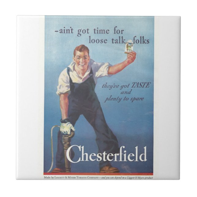 Vintage Chesterfield Cigarettes Advertisement Kakelplatta (Framsidan)