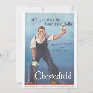 Vintage Chesterfield Cigarettes Advertisement Kort