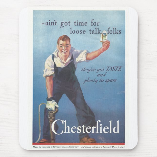 Vintage Chesterfield Cigarettes Advertisement Musmatta (Framsidan)