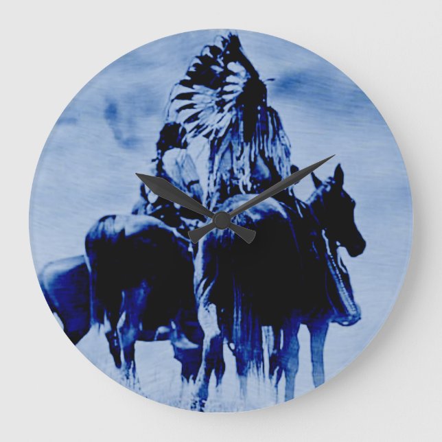 Vintage Cheyenne-krigare rund väggklocka (Framsida)