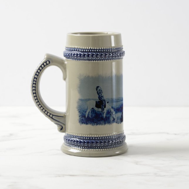 Vintage Cheyenne Warriors Grunge Ceramic Stein Sejdel (Vänster)