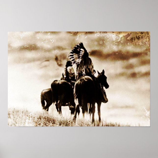 Vintage Cheyenne Warriors Kanvastryck Poster (Framsidan)