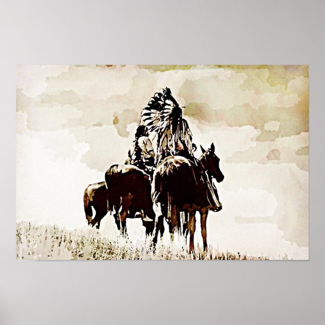 Vintage Cheyenne Warriors Kanvastryck Poster (Framsidan)