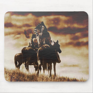 Vintage Cheyenne Warriors på Horseback-musmattan Musmatta