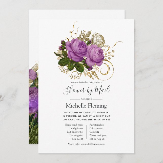 Vintage Chic Baby eller Möhippa med post Inbjudningar (Fram/baksida)