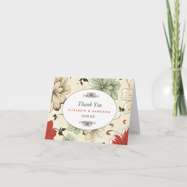 Vintage Chic Blommigt Bröllop Tack (Framsida)