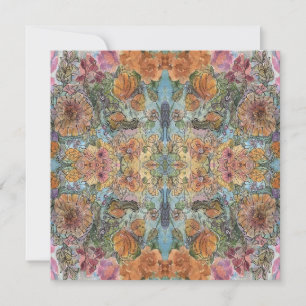 Vintage Chic Blomsterträdgård Vattenfärgsfärg Anteckningskort