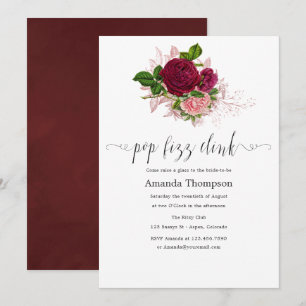 Vintage Chic Blush och Burgundy Pop Fizz Clink Inbjudningar