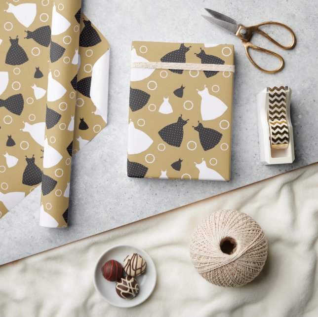 Vintage Chic Bröllop Gown Mönster Presentpapper (Hantverk)