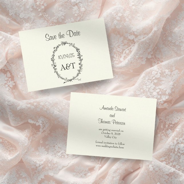 Vintage Chic Elfenbenskusten Spara datumkort Spara Datumet (Skapare uppladdad)