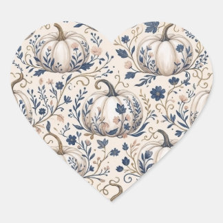 Vintage Chic Elfenbenspumpa Chinoiserie Blommor Hjärtformat Klistermärke