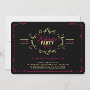 Vintage Chic Flourish Bachelorette Party Inbjudan