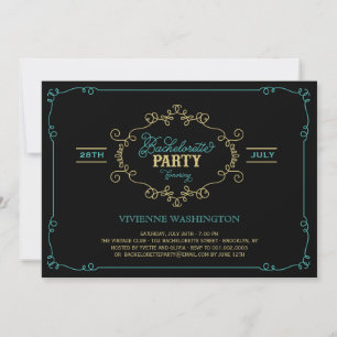 Vintage Chic Flourish Bachelorette Party Inbjudan