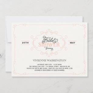 Vintage Chic Flourish Rosa Bröllopsdusch Inbjudan