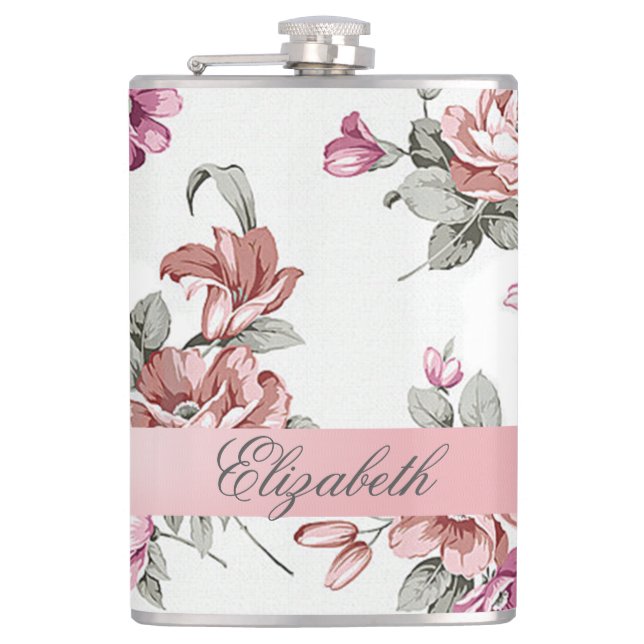 Vintage Chic Girly Flowers-Personlig Fickplunta (Framsidan)