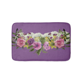 Vintage Chic Girly Vattenfärg Blommor Badrumsmatta