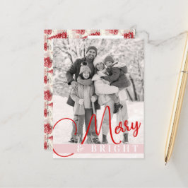 Vintage Chic Red & Rosa Julgranar One Photo Helg Vykort