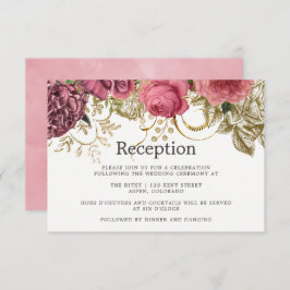 Vintage Chic Ro Guld och  bröllopsmottagning Inbjudningar