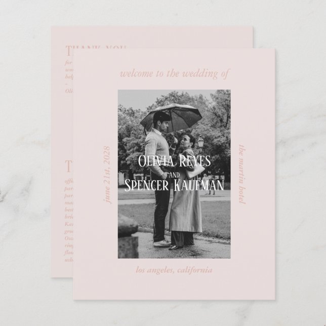 Vintage Chic Romantic Old Money Bröllopsprogram (Fram/baksida)