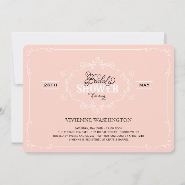 Vintage Chic Rosa Möhippa Inbjudan (Framsida)