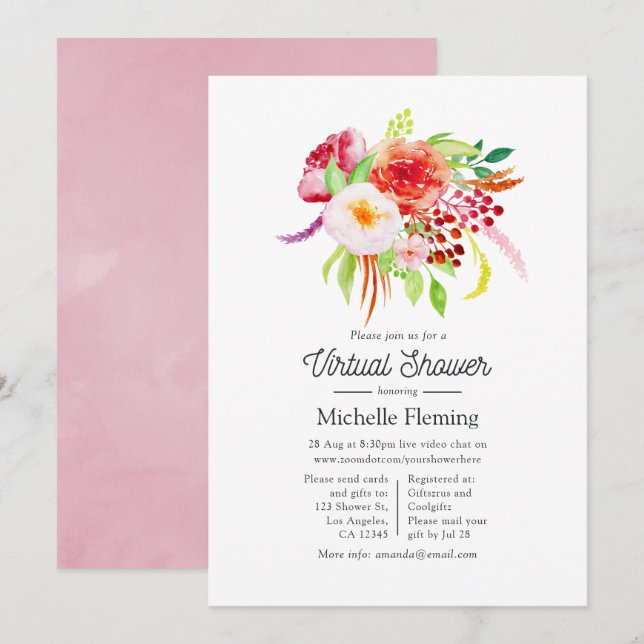 Vintage Chic Rustic Charm Virtuell Baby Shower Inbjudningar (Fram/baksida)
