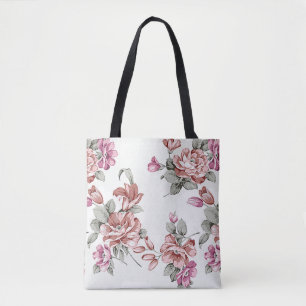 Vintage Chic Shabby Flickiga Blommor Tygkasse