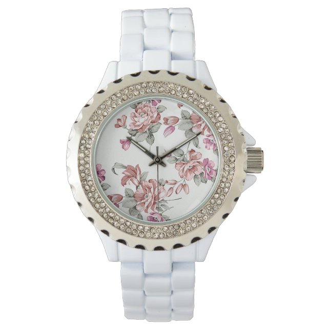 Vintage Chic Shabby Girly Flowers Armbandsur (Framsida)